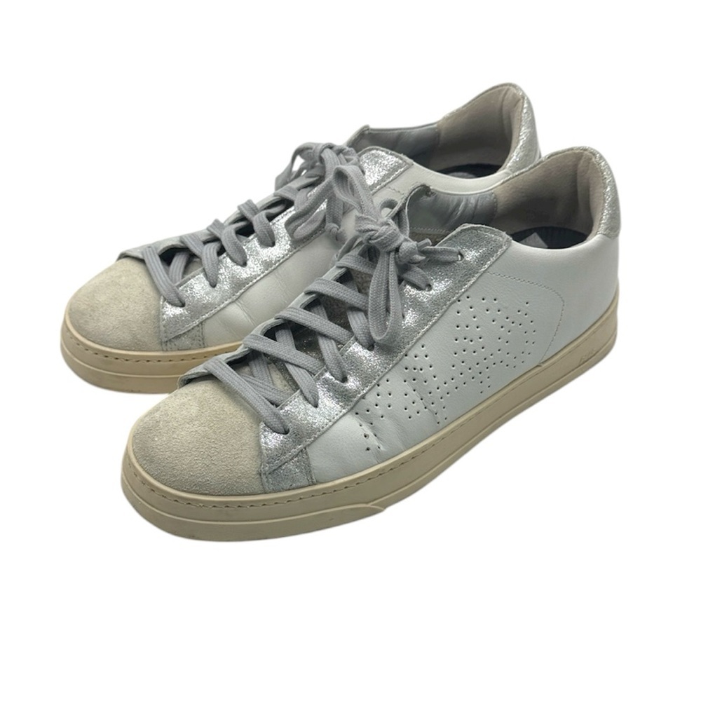 P448 Women's John Embellished Low-Top Sneakers Silver Sparkle Size 40‎